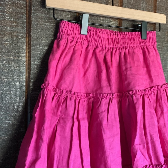 New Hill House The Paz Skirt pink size small linen ruffle feminine beachy preppy - Picture 3 of 12